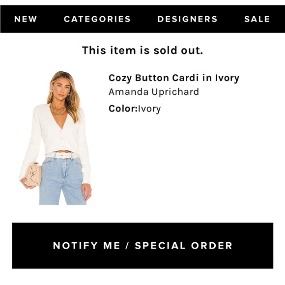 Amanda Uprichard Cozy Button Cardi Ivory Pearl Buttons Small - Picture 6 of 6